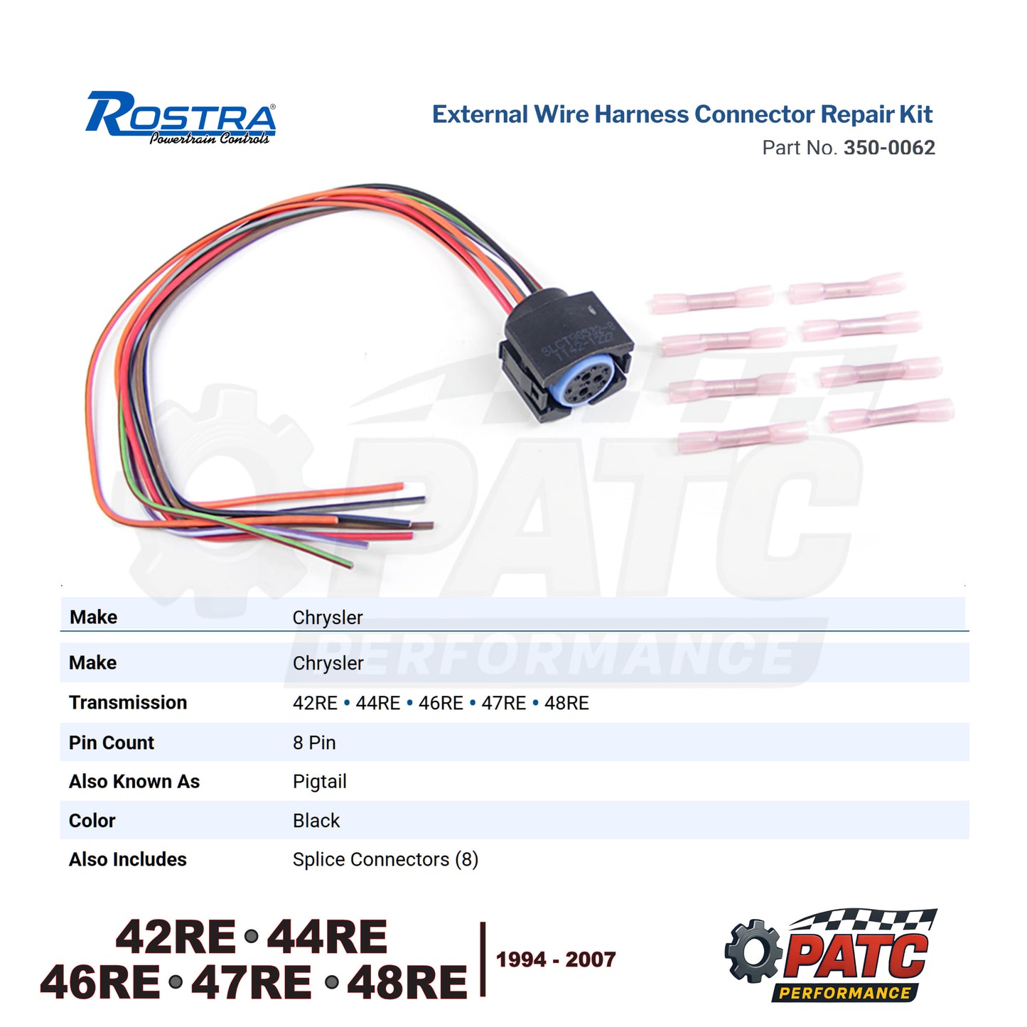 46RE 47RE 48RE External Wire Harness Repair Kit Pigtail - Rostra 350-0062