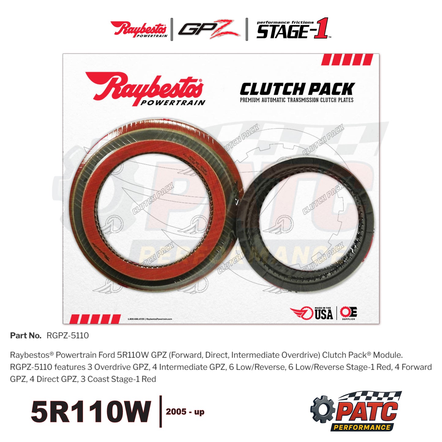 5R110W Performance - GPZ - Stage-1™ Clutch Pack 2005-07 | Raybestos RGPZ-5110