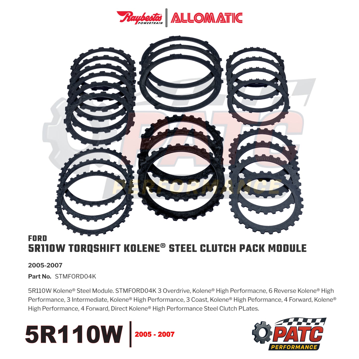 5R110W Performance - Kolene® Treated Steel Clutch Pack 2005-2007 | Raybestos STMFORD04K