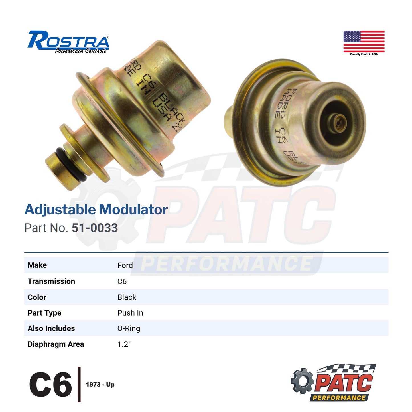 C6 Adjustable Vacuum Modulator - Black Stripe, Push-in Type
