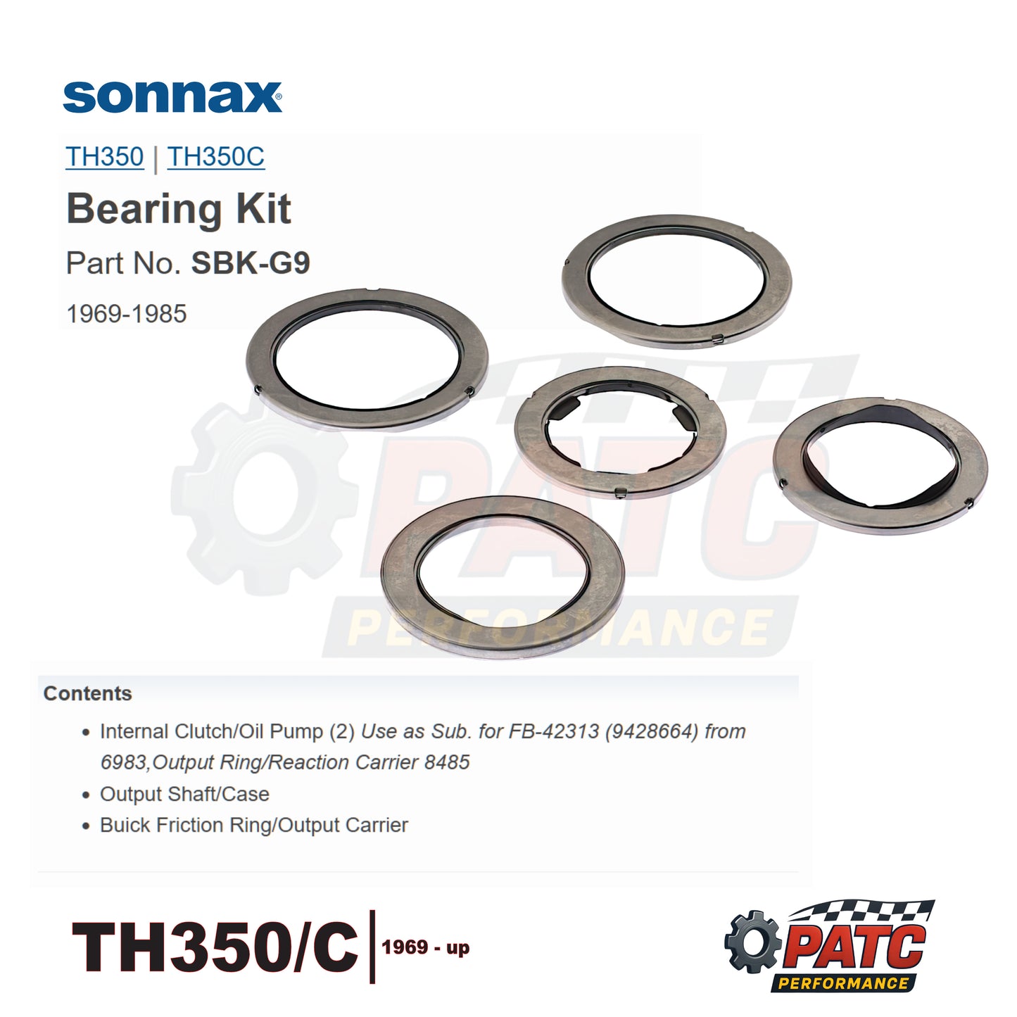 TH350/C Performance Thrust Bearing Set - 5pc - Sonnax SBK-G9
