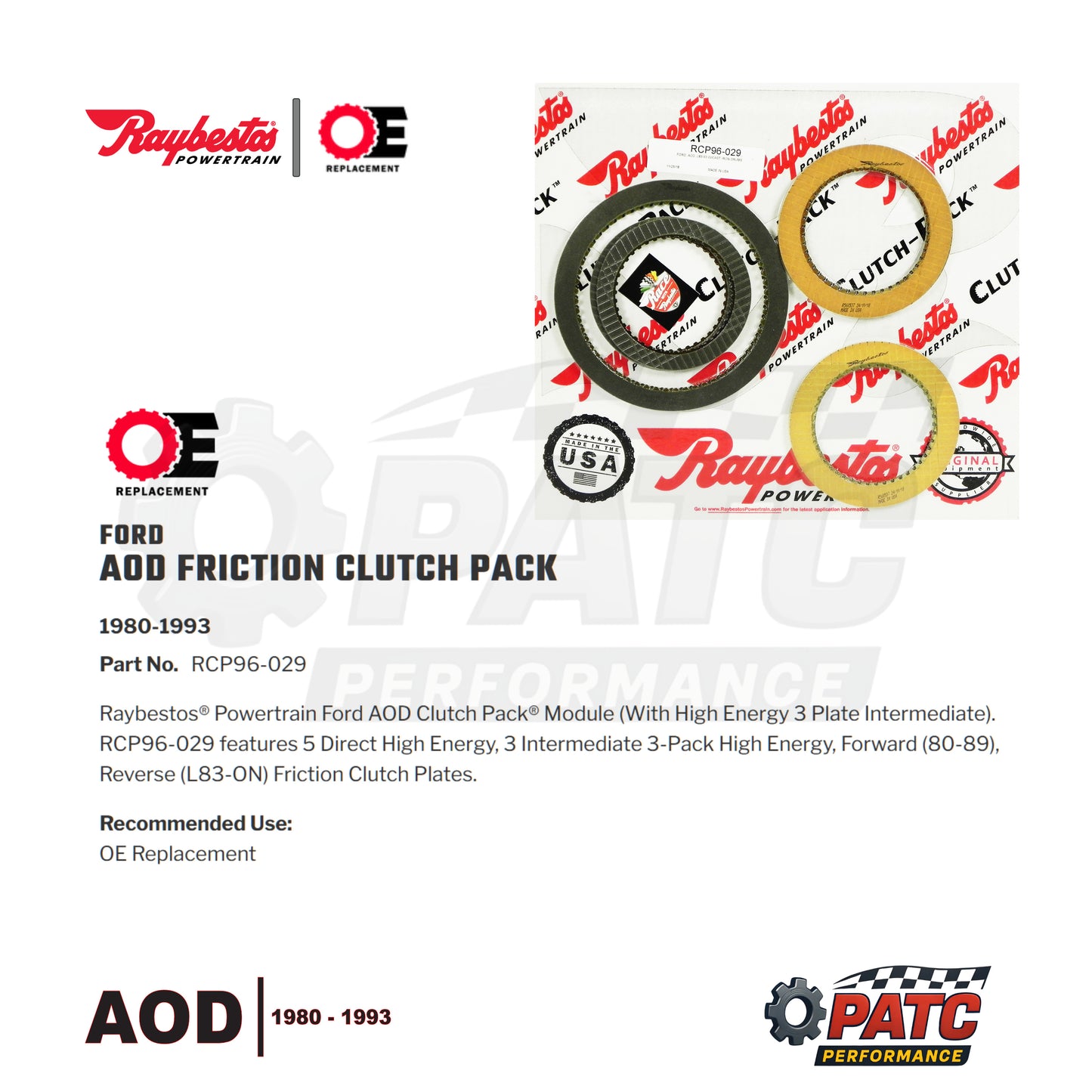 1980-1993 AOD Transmission Friction Clutches - by Raybestos RCP96-029
