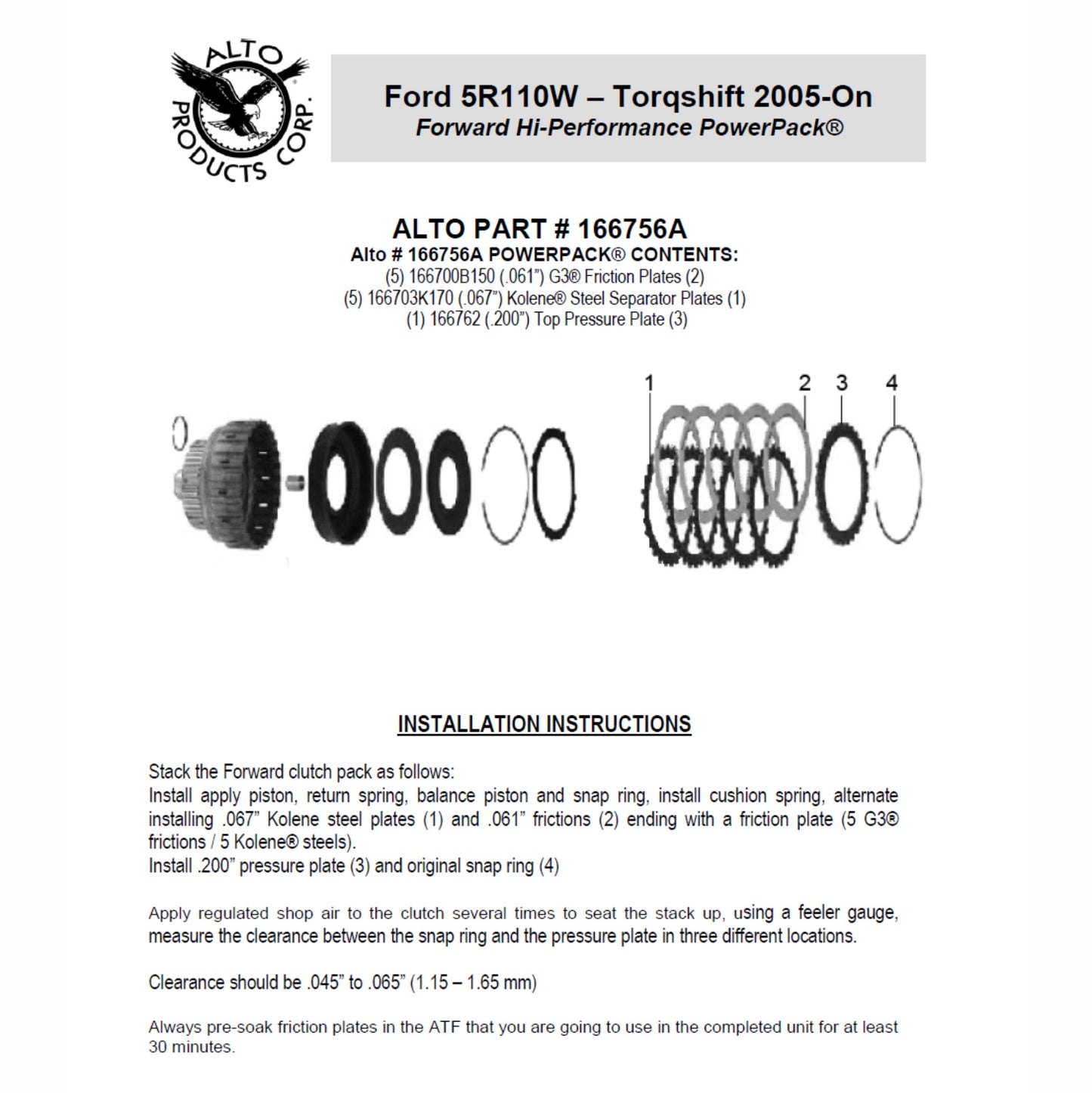 5R110W Performance - Forward Clutch PowerPack™ 2005-up | Alto 166756A