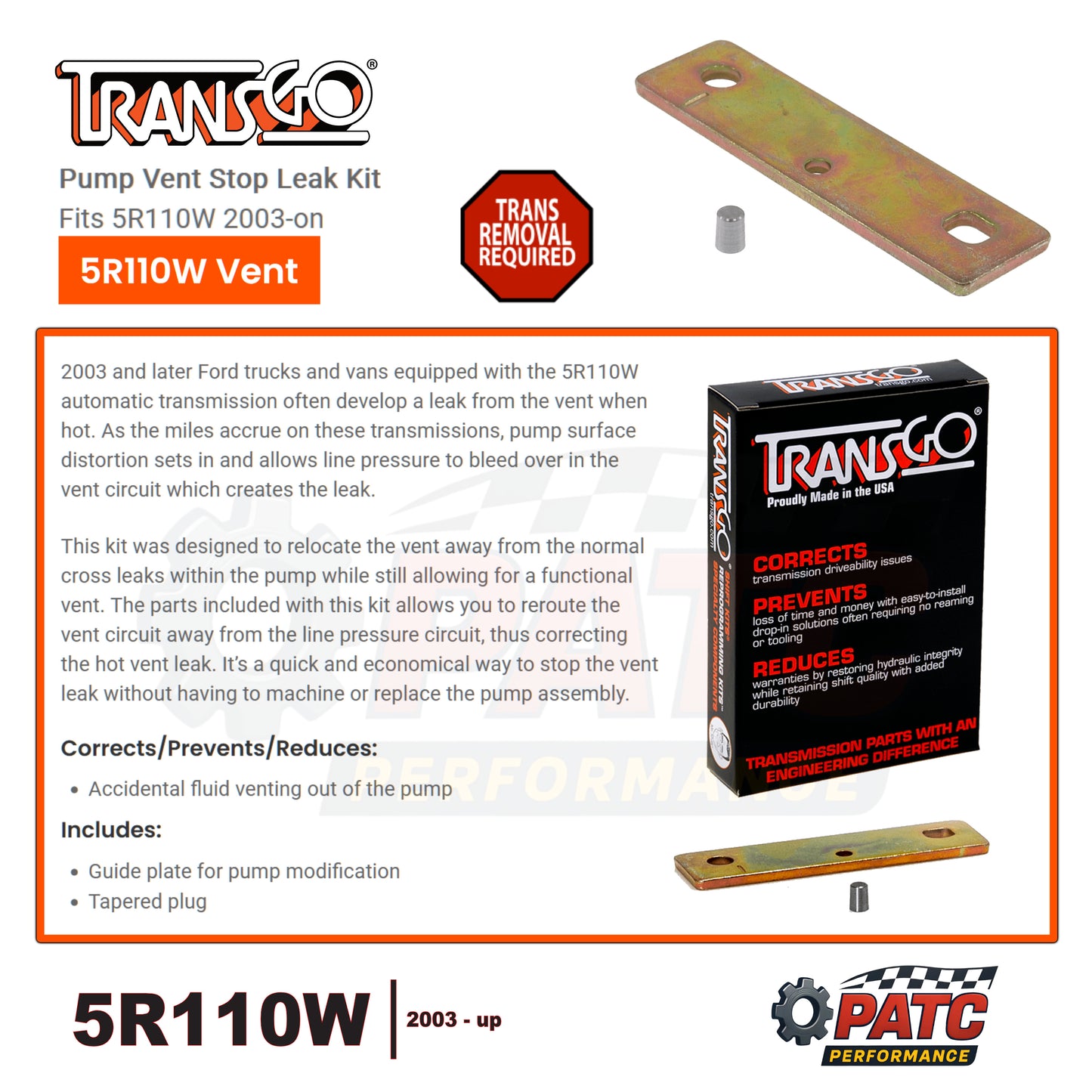 5R110W TorqShift Case Vent Relocation Kit - TransGo 5R110W-VENT