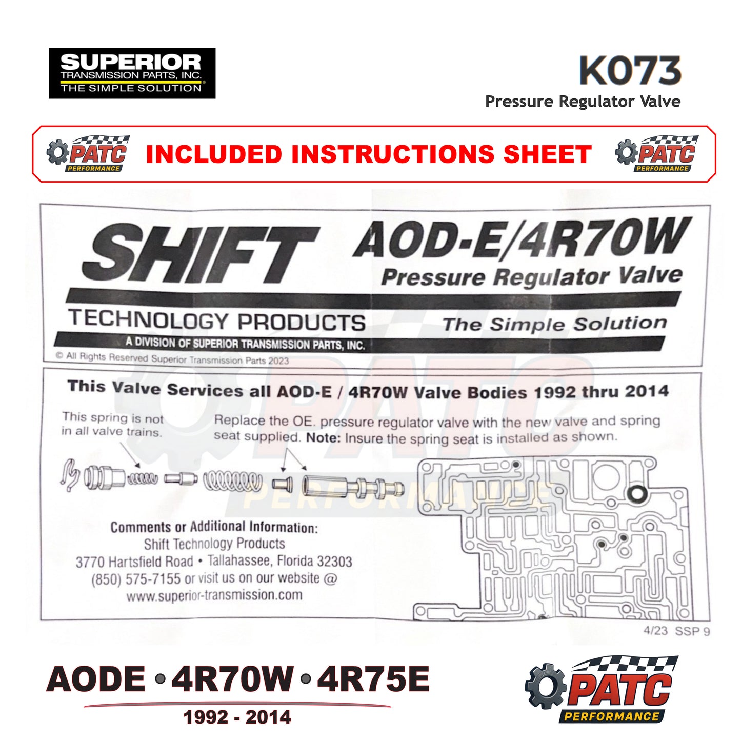 AODE 4R70W 4R75 Pressure Regulator Valve Fix - Superior K073