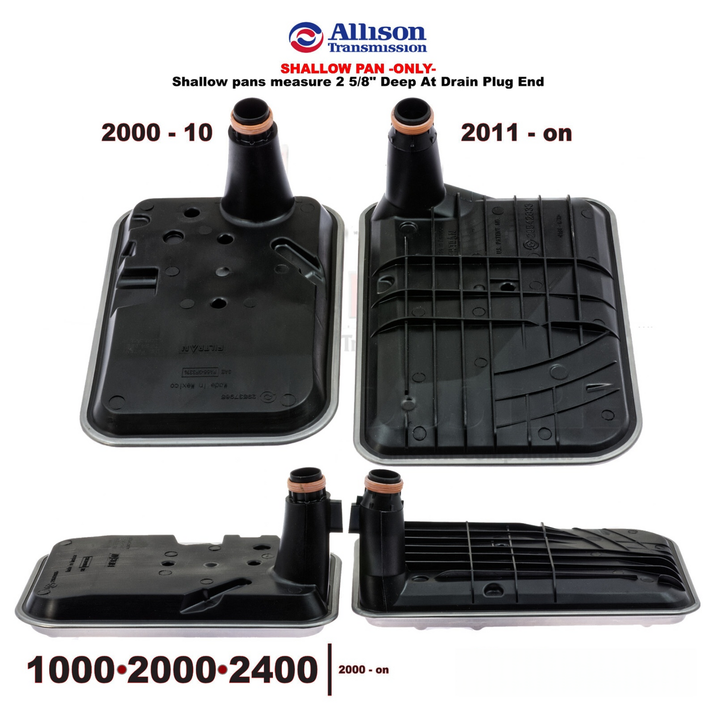 2011up ALLISON 10002000 Transmission Oil Filter Service Kit Shallow Pan