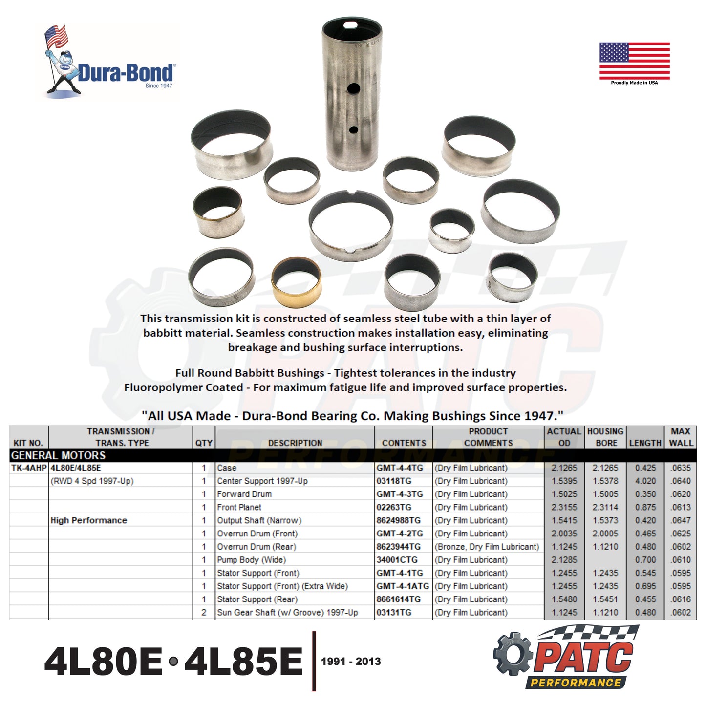 4L80E 4L85E Performance Bushing Set - 1997-Up by Dura-Bond® TK-4AHP