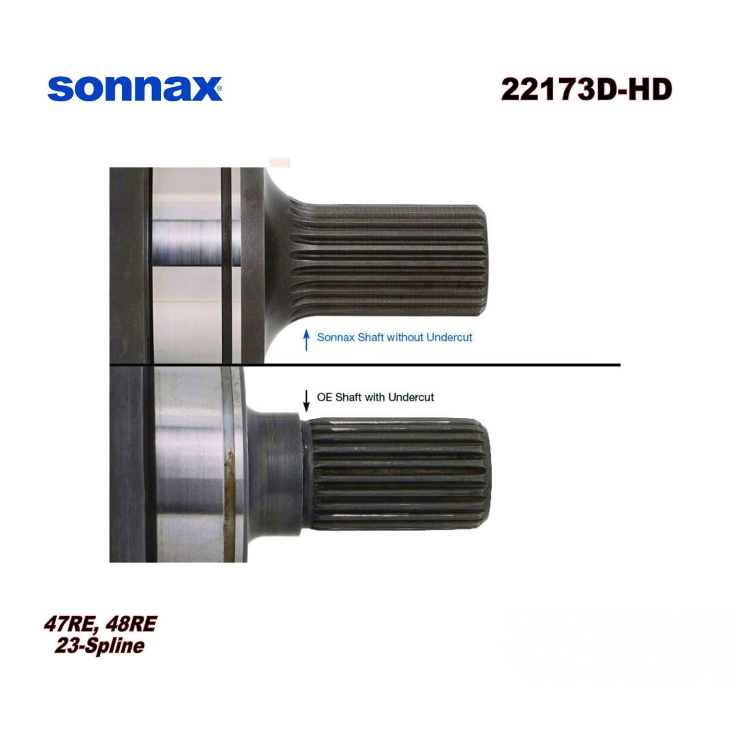 fits Dodge Ram 47RE 48RE Billet Output Shaft Upgrade 23 spline Sonnax 22173D-HD