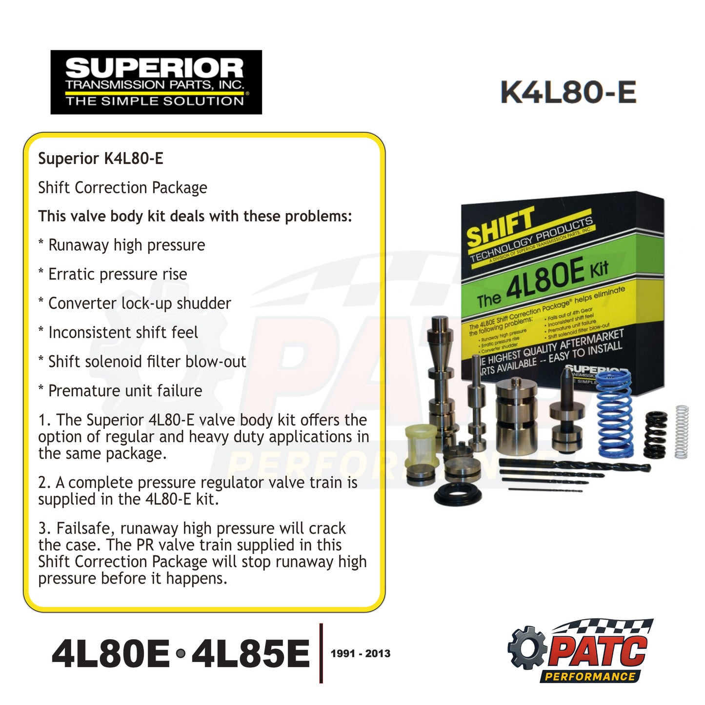 4L80E 4L85E Valve Body Repair Kit - Superior K4L80E