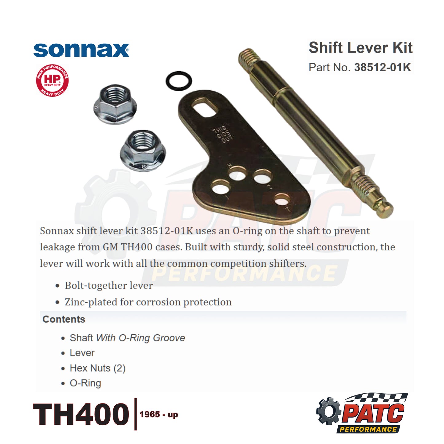 1965-Up TH400 Manual Lever - Shifter Shaft - Sonnax 38512-01K