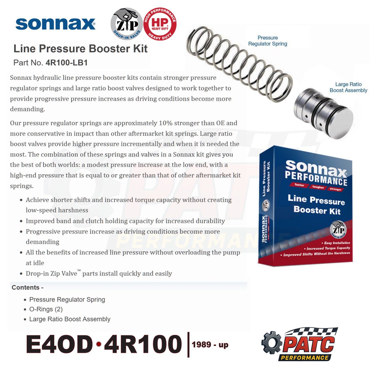 E4OD 4R100 Line Pressure Booster Kit | Sonnax 4R100-LB1