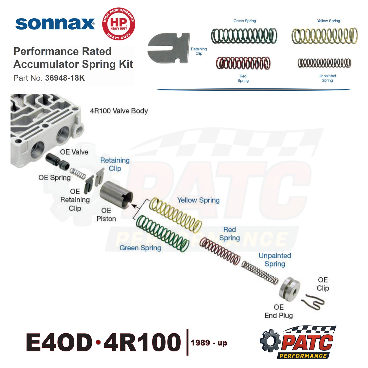 E4OD 4R100 Performance Rated Accumulator Spring Kit | Sonnax 36948-18K