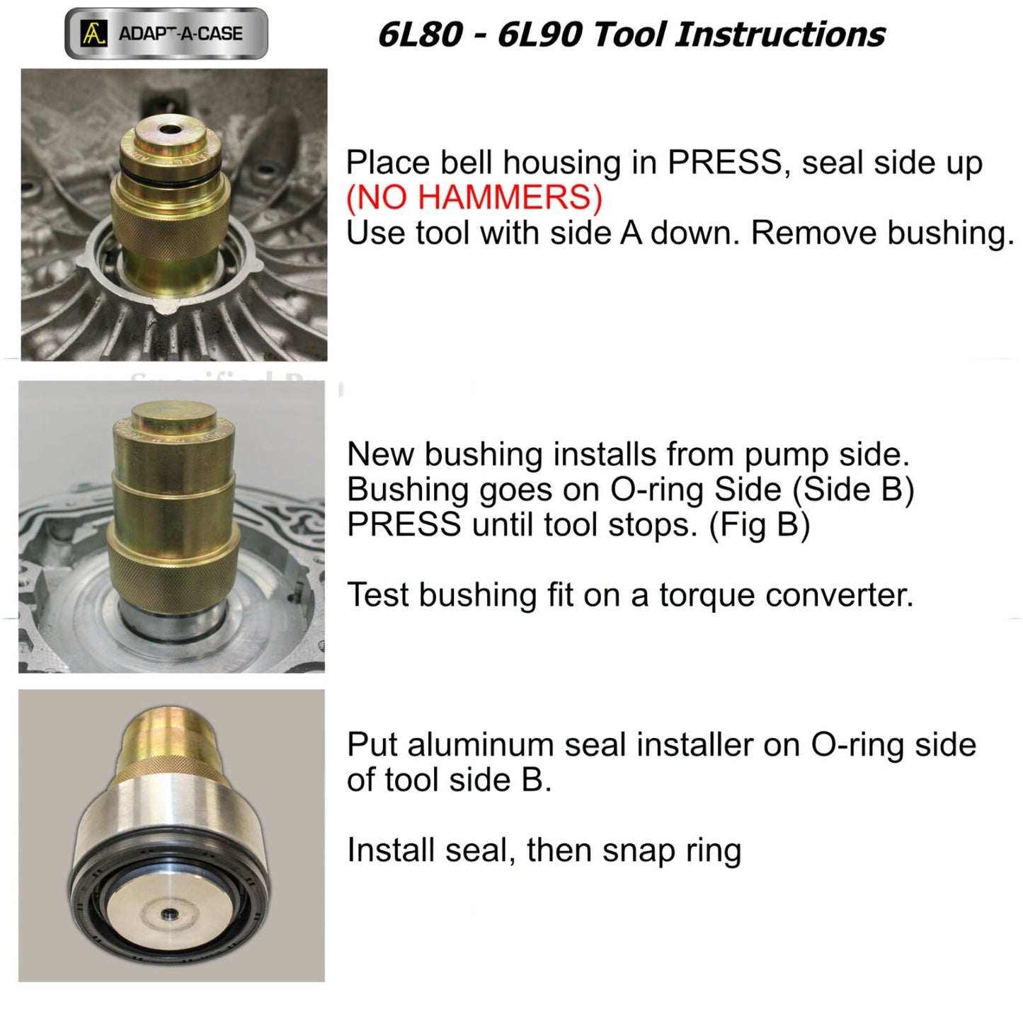 6L80 6L90 GM Transmission Front Seal and Bushing Installation Tool AdaptACase