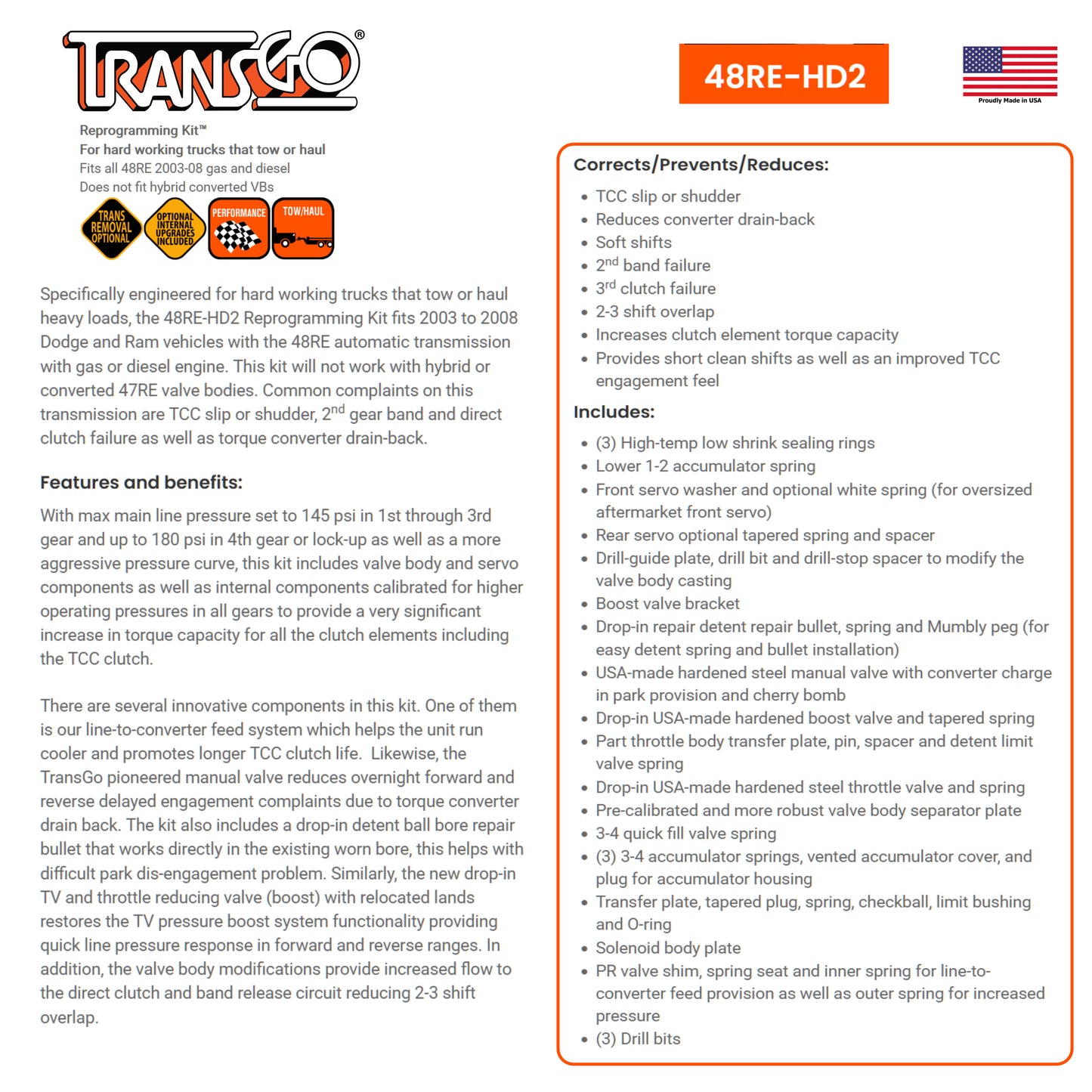 48RE REPROGRAMMING KIT® 2003-08 Gas and Diesel (48RE-HD2)