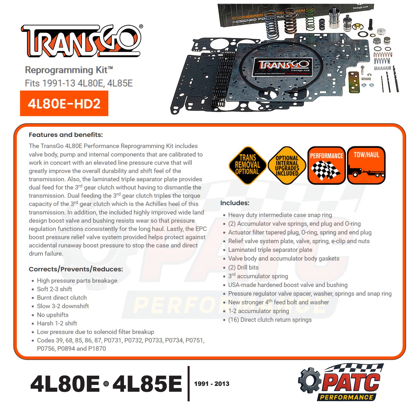 4L80E 4L85E Performance Reprogramming Kit - TransGo 4L80E-HD2