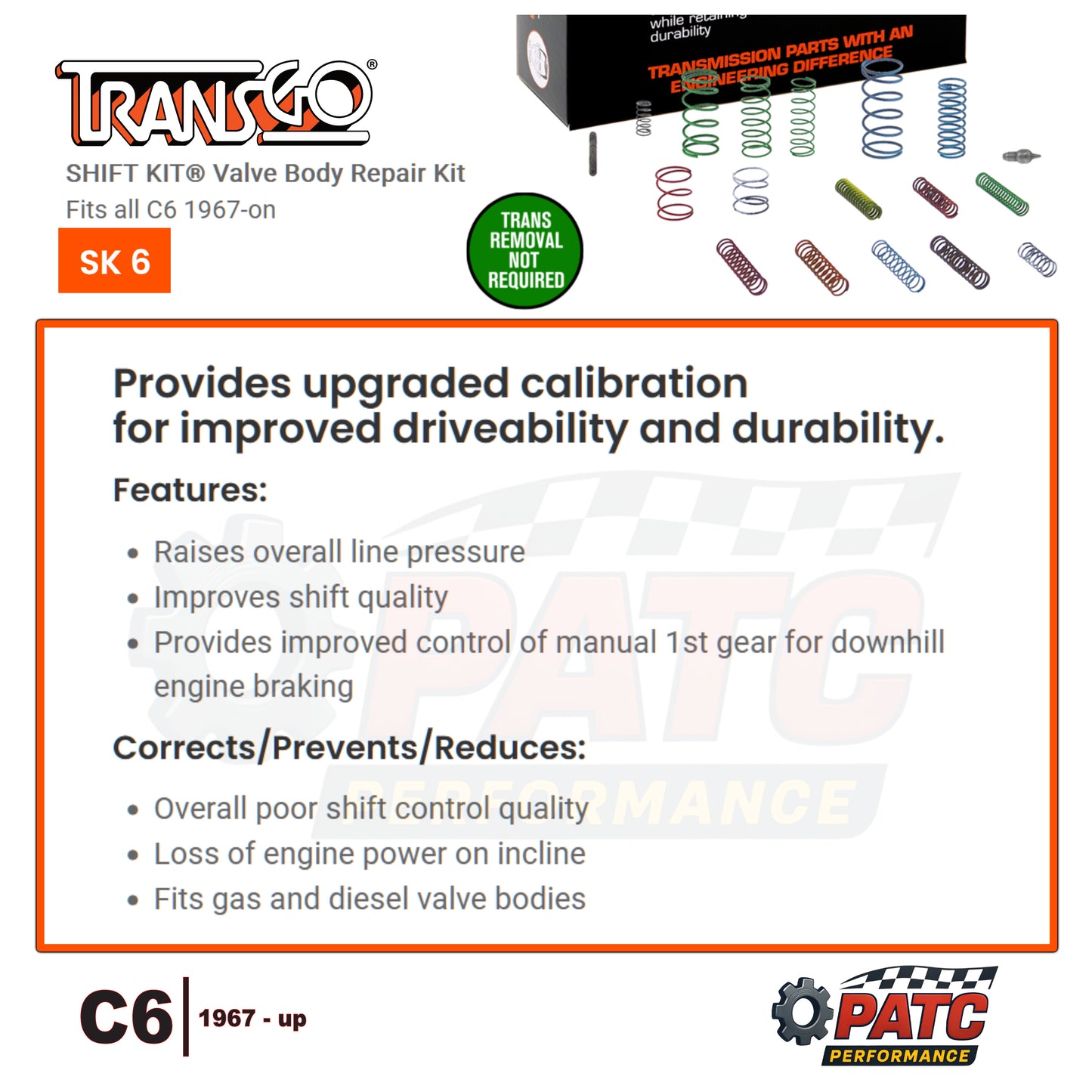 C6 Valve Body Repair Kit | TransGo SK-6