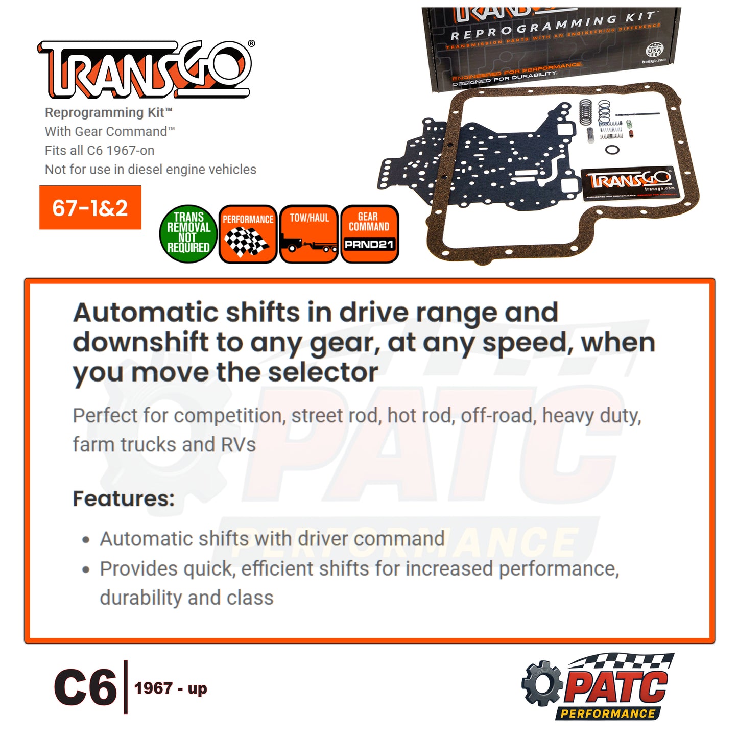 C6 Performance Valve Body Reprogramming Kit™ | TransGo 67-1&2