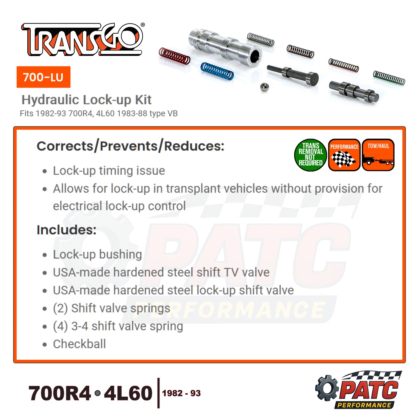 700R4 4L60 Hydraulic Lock-Up Conversion Kit | TransGo 700-LU