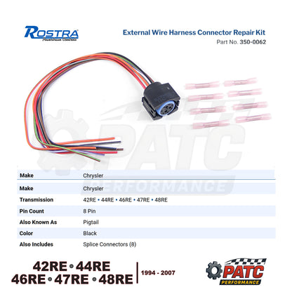 46RE 47RE 48RE External Wire Harness Repair Kit Pigtail - Rostra 350-0062