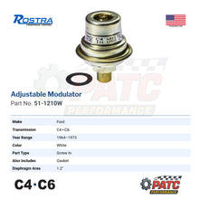 C4 - C6 Adjustable Vacuum Modulator - Early - Screw-In Type