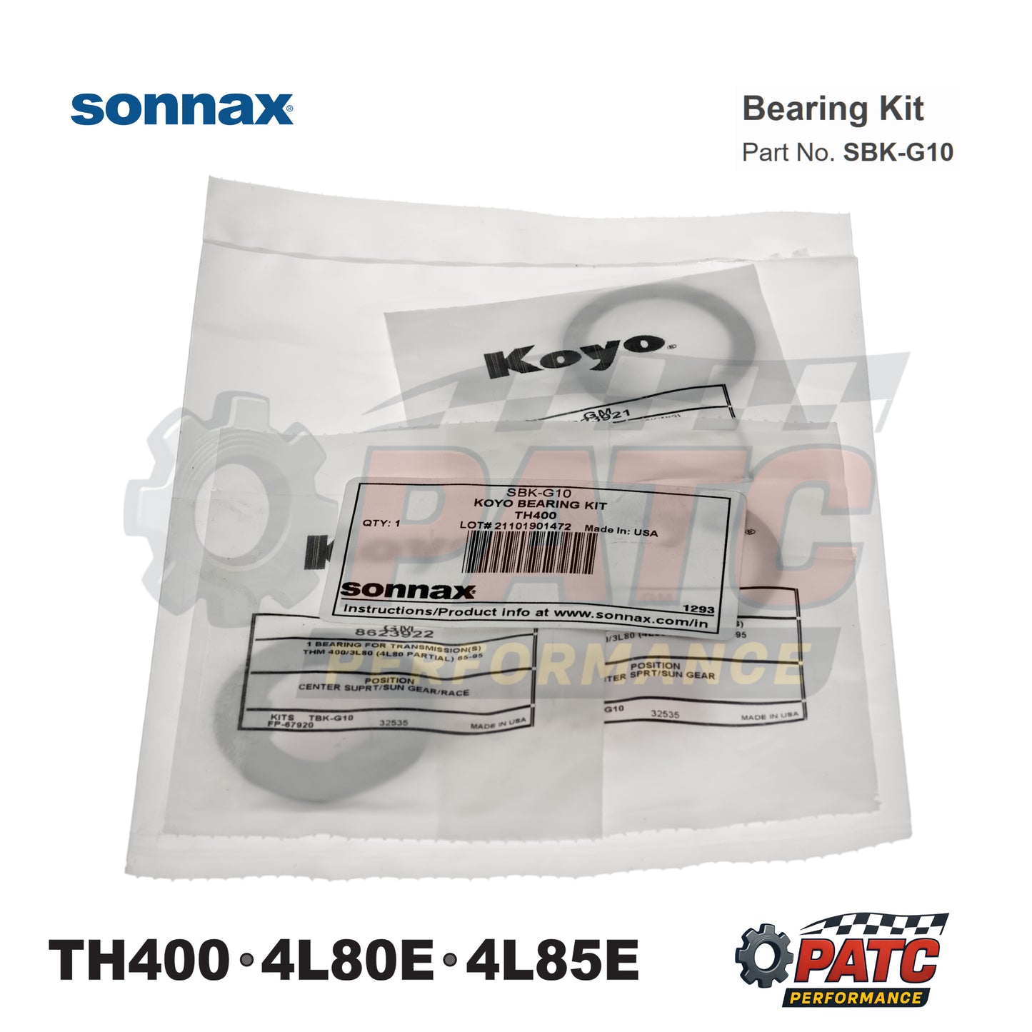 TH400 4L80E 4L85E Thrust Bearing Set - 1965 | Sonnax SBK-G10