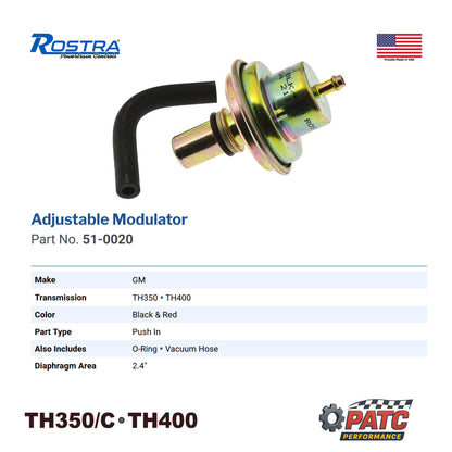 TH350/C TH400 Adjustable Vacuum Modulator Hot Rod - Red-Black Stripe