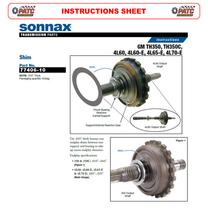 TH350/C 700R4/4L60E End-play Shim (Rear/Output) - Sonnax 77406-10