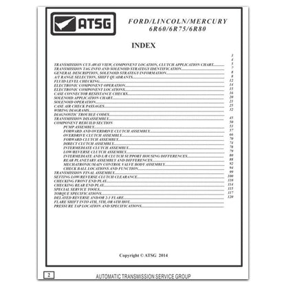 6R60/75/80 TechTran Transmission Rebuild Book 6R80 Tech Manual ATSG