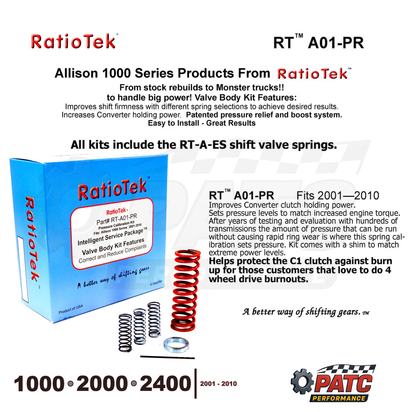 2001-10 Allison 1000 / 2000 Performance Valve Body TransTuner Kit RatioTek RT-A01-PR