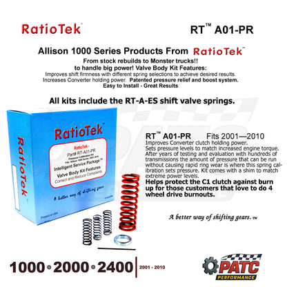 2001-10 Allison 1000 / 2000 Performance Valve Body TransTuner Kit RatioTek RT-A01-PR