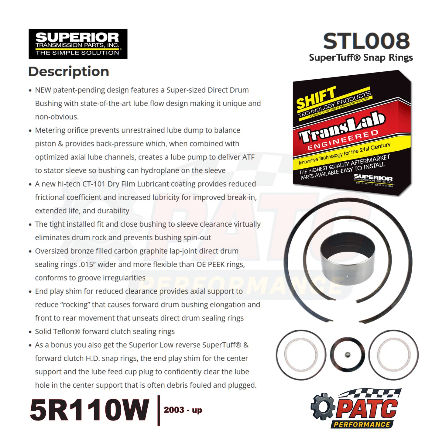 5R110W TorqShift Bushing and Snap Ring Upgrade - Superior STL008