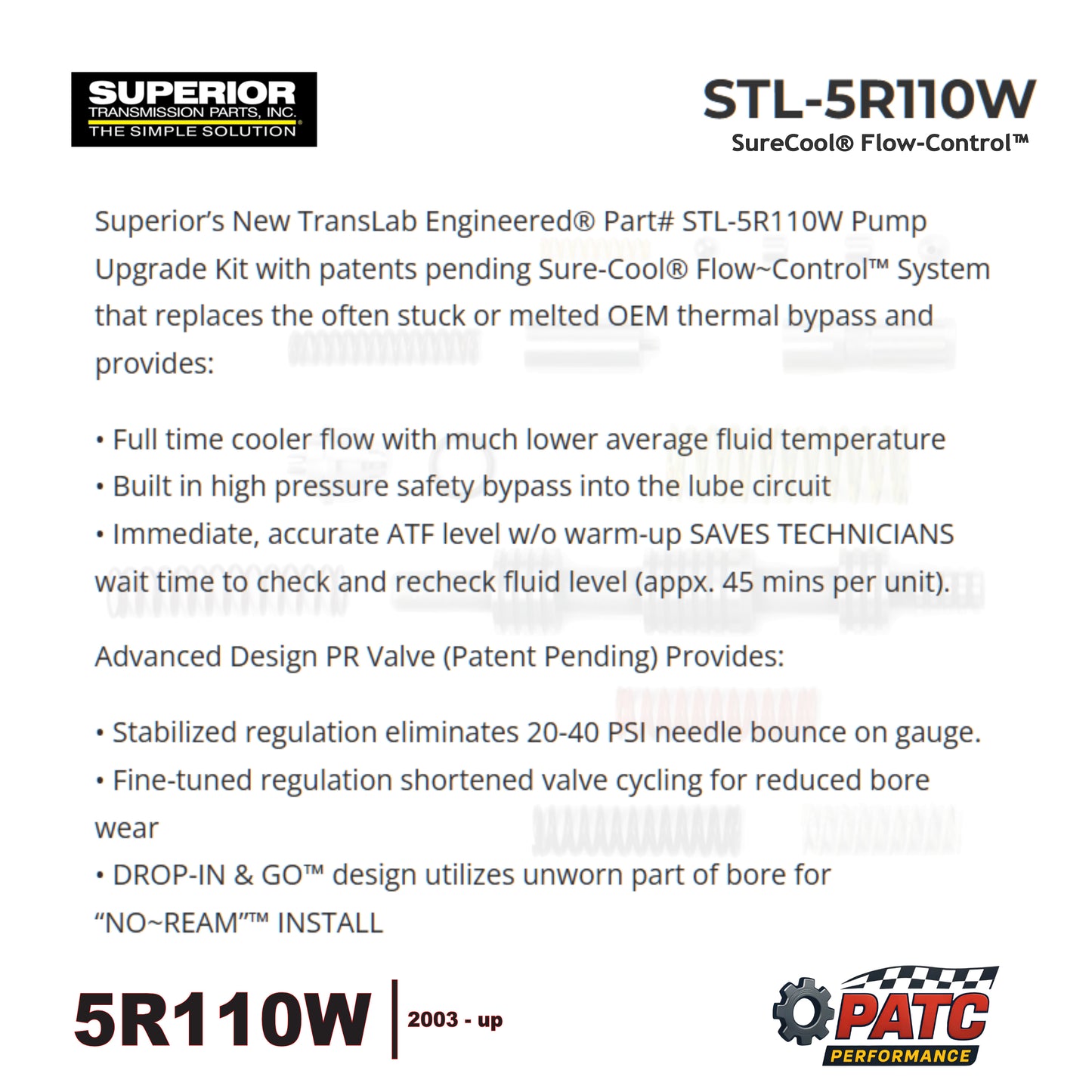 5R110W TorqShift Pump/ Cooling Upgrade Kit - Superior STL-5R110W