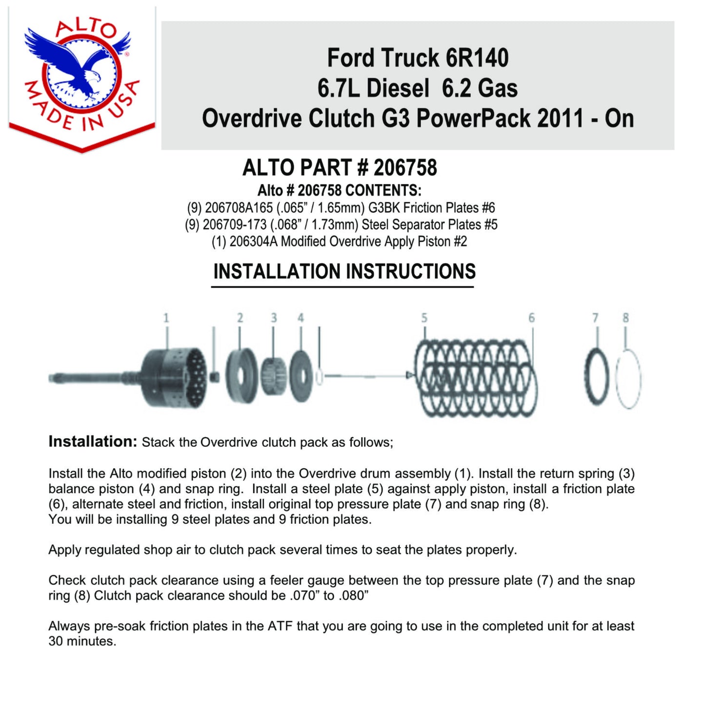 6R140 Transmission Overdrive E-Clutch PowerPack G3 Performance Friction Clutch Kit