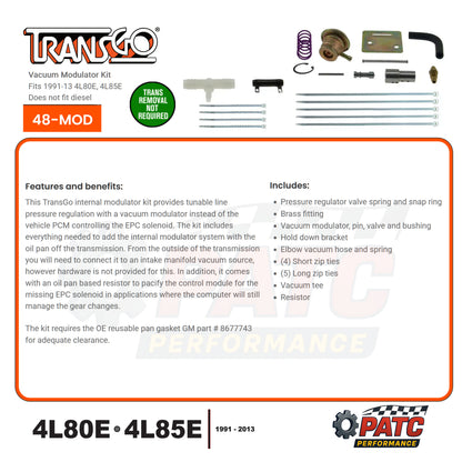 4L80E 4L85E Vacuum Modulator Kit - TransGo 48-MOD