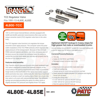 4L80E 4L85E TCC Regulator - Lock-Up Valve Kit - TransGo 4L80E-TCC