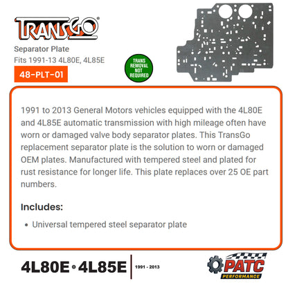 4L80E 4L85E Valve Body Plate - TransGo 48-PLT-01