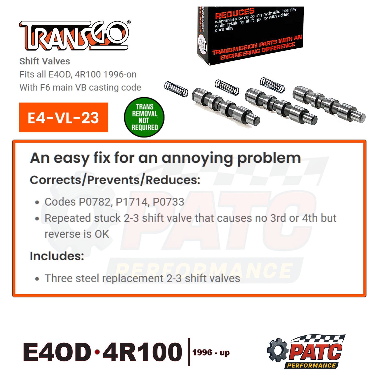 E4OD - 4R100 Valve Body Shift Valves | TransGo E4-VL-23