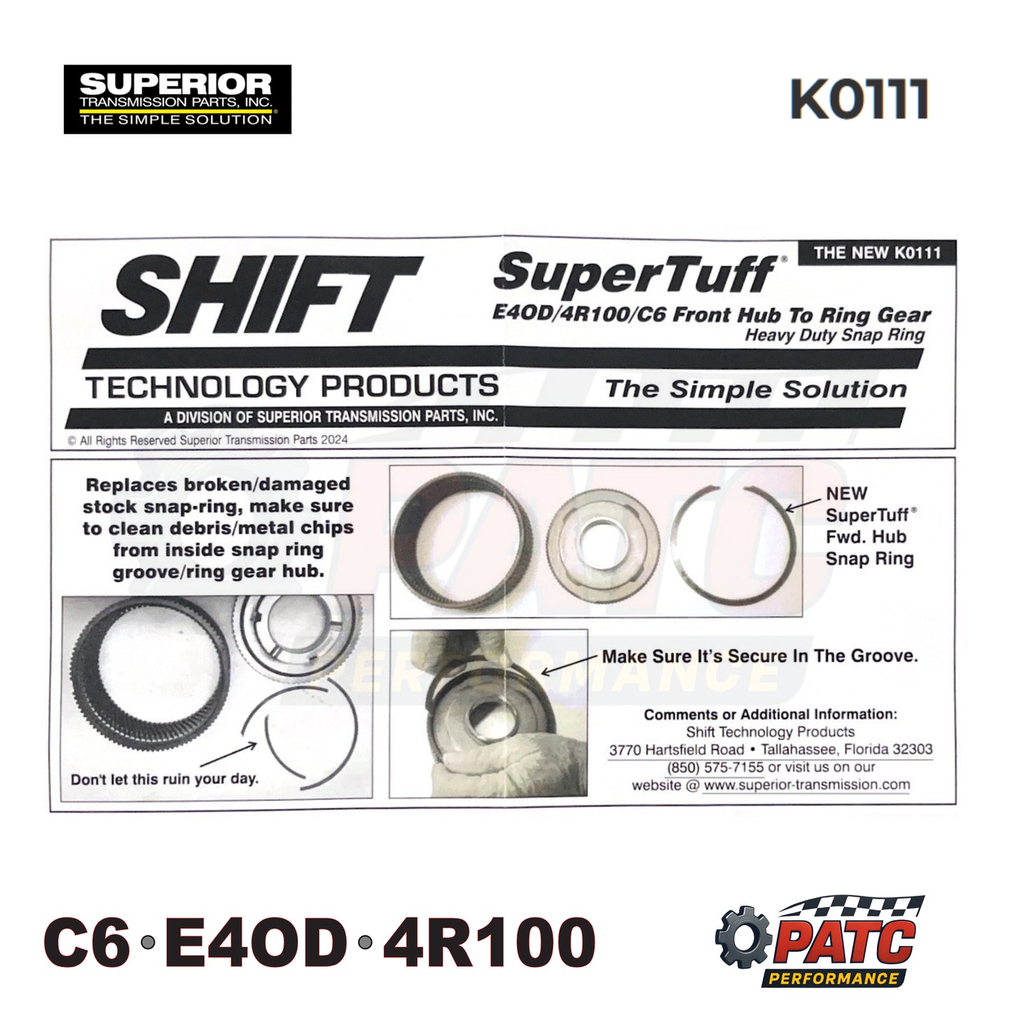 C6 E4OD 4R100 HD Snap Ring for Forward Hub | Superior K0111