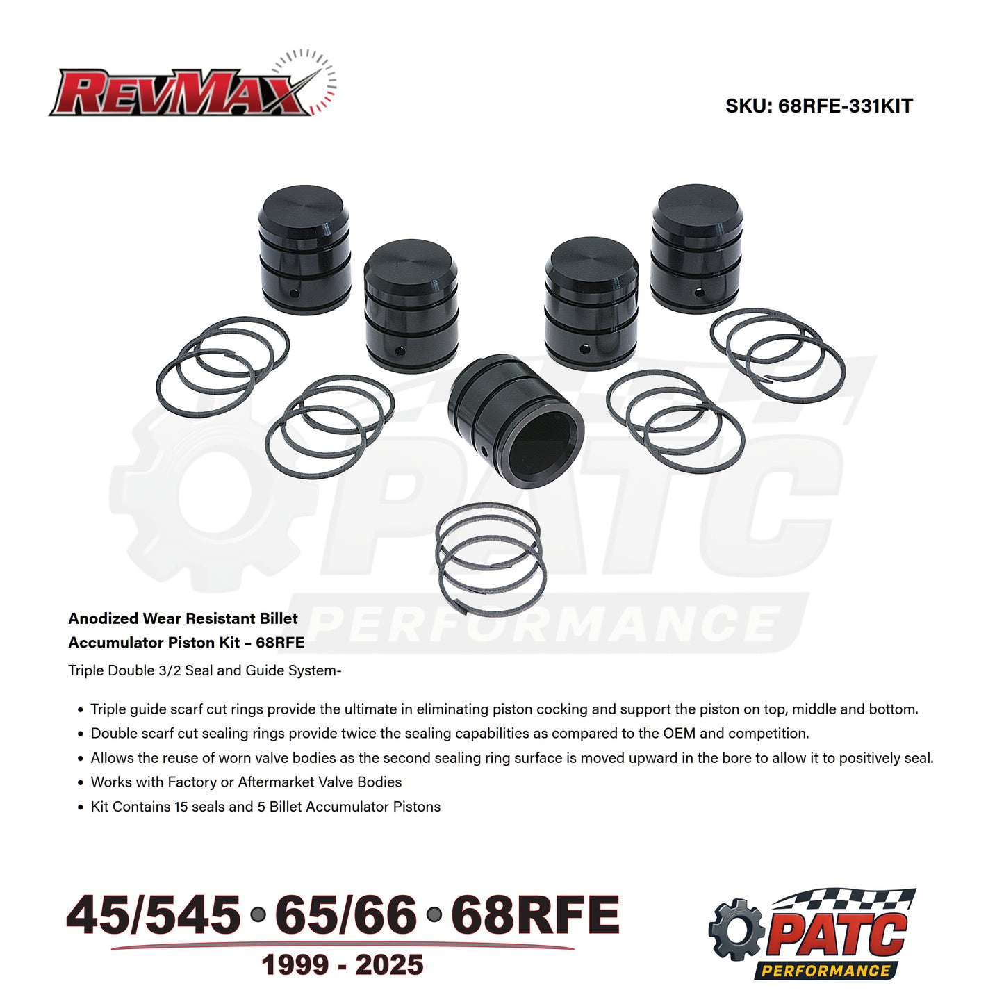 1999-Up 68RFE Valve Body Accumulator Piston Kit | RevMax 68RFE-331KIT