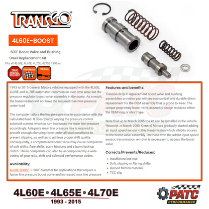 4L60E, 4L65E, 4L70E Pressure Boost Valve Kit .500" | TransGo 4L60E-BOOST