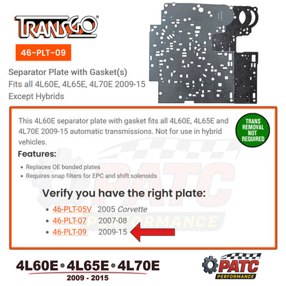2009-15 4L60E/65E/70E Valve Body Separator Plate Heavy Duty | TransGo 46-PLT-09