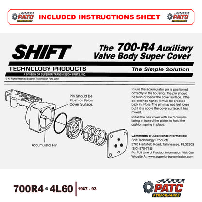 700R4 4L60 Auxiliary Valve Body Cover Plate  | Superior K051