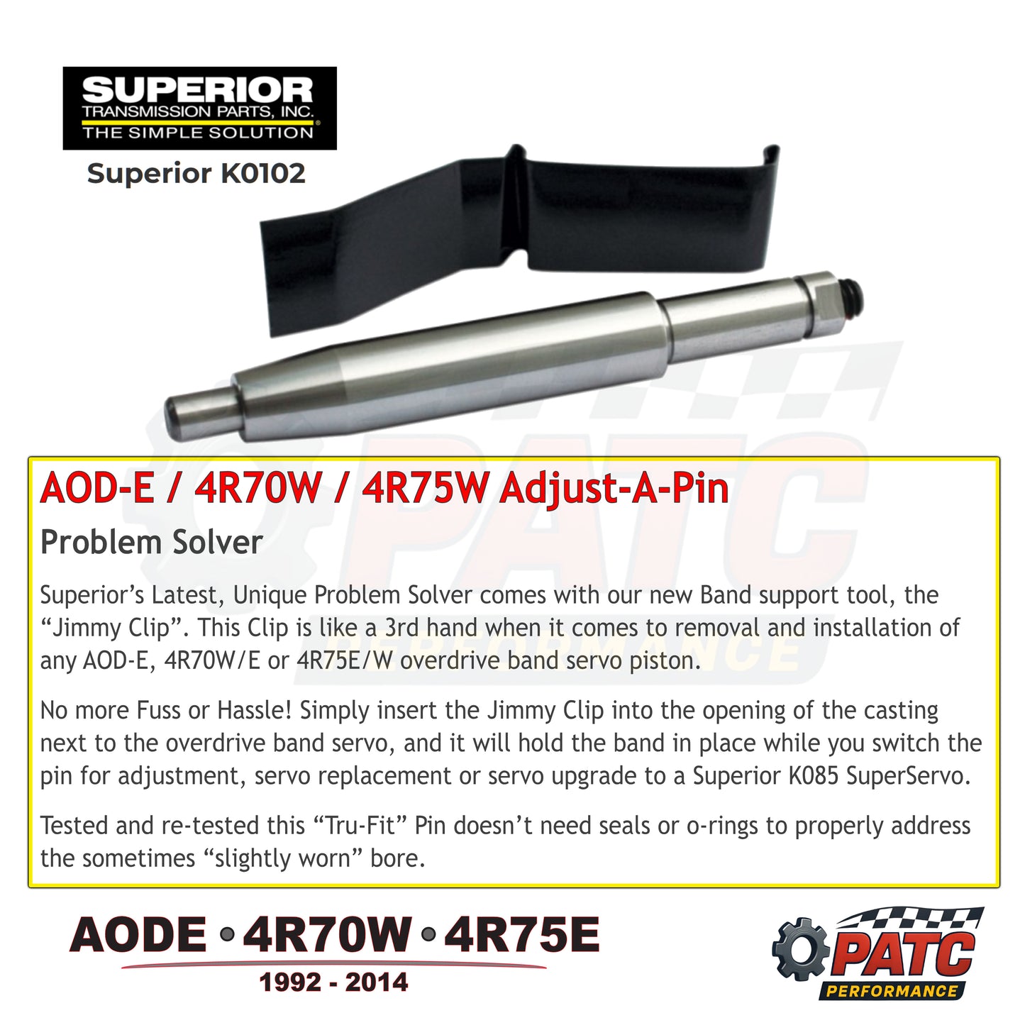 AODE 4R70W 4R75 Overdrive Servo Piston Pin Kit - Adjustable | Superior K0102