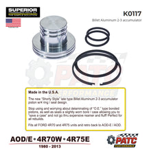 AODE 4R70W Performance Billet Aluminum 2-3 Accumulator Piston w/4 rings - Superior K0117