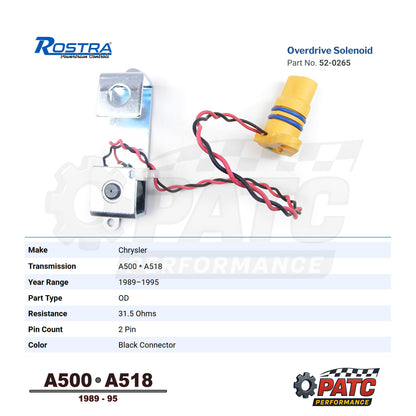 1991-1995 A518 A618 Overdrive Solenoid w/Harness - Rostra 52-0265
