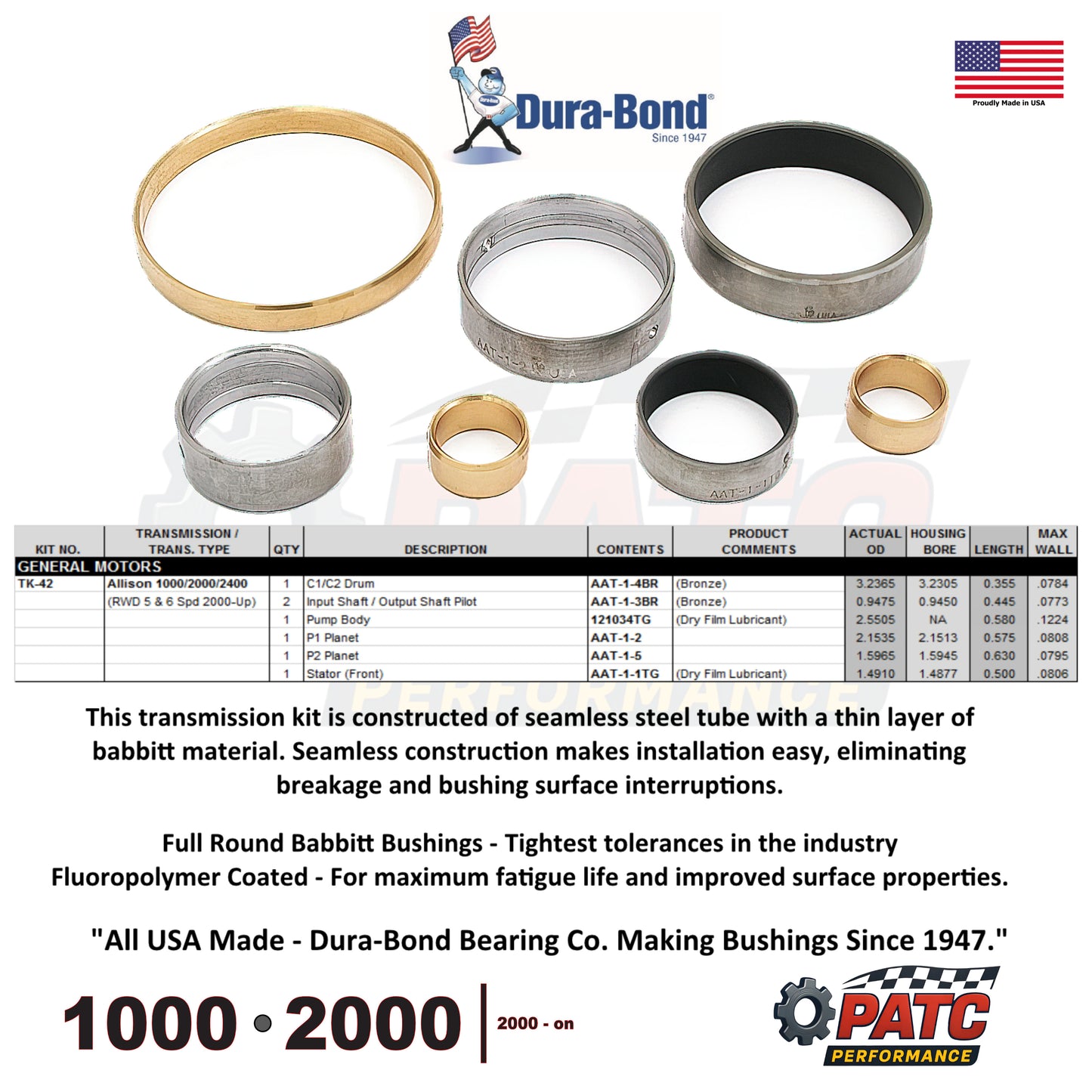 LCT1000/2000 Premium Bushing Set - 2000-Up Dura-Bond TK-42
