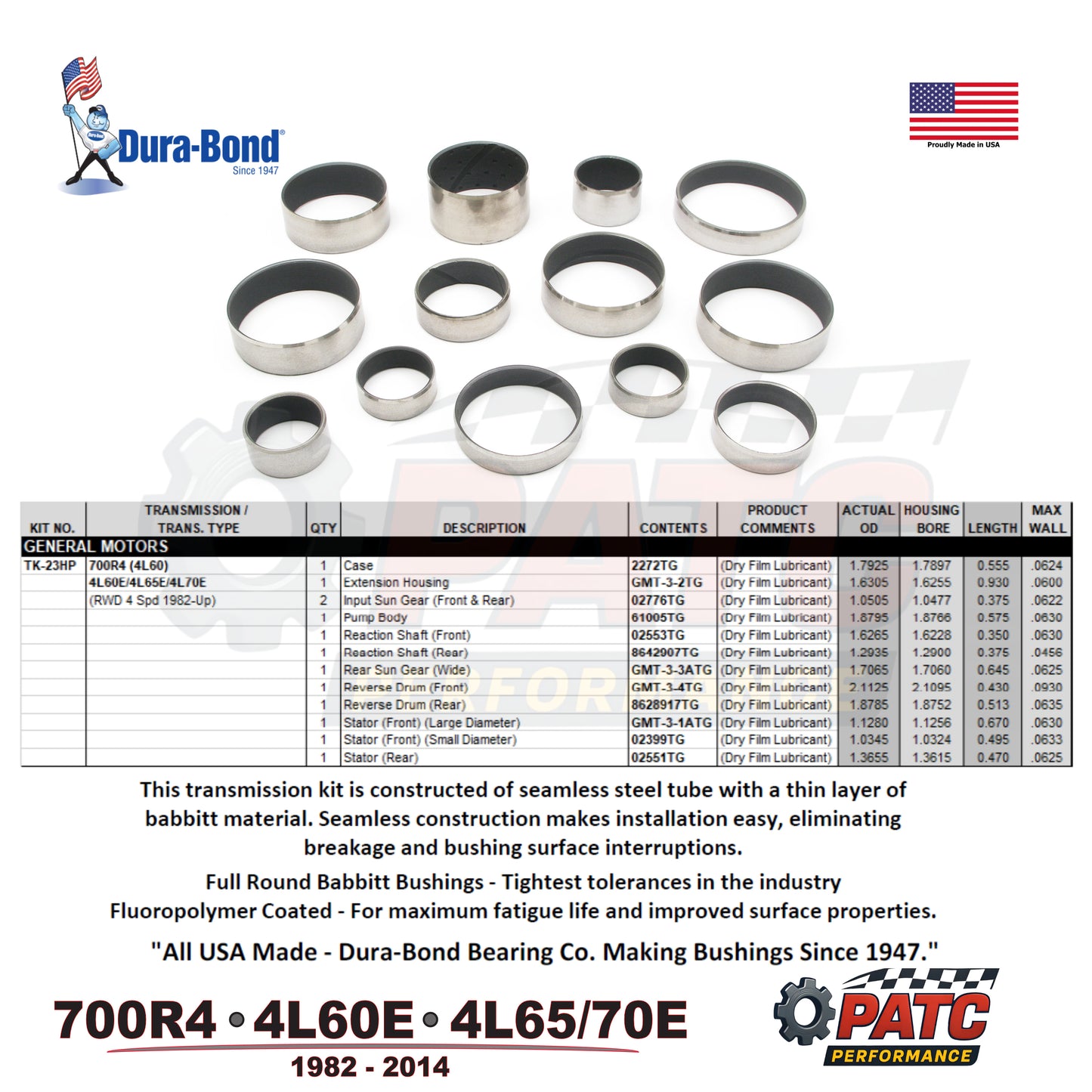 4L60E 4L65E 4L70E Performance Bushing Kit 1982-up Dura-Bond® TK-23HP