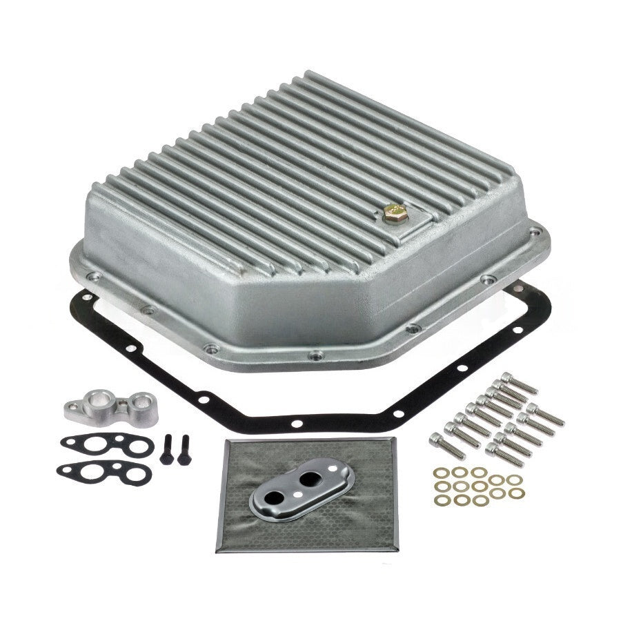 TH350 350C Transmission Oil Pan Aluminum Cool Fins with HP Filter and Pan Gasket