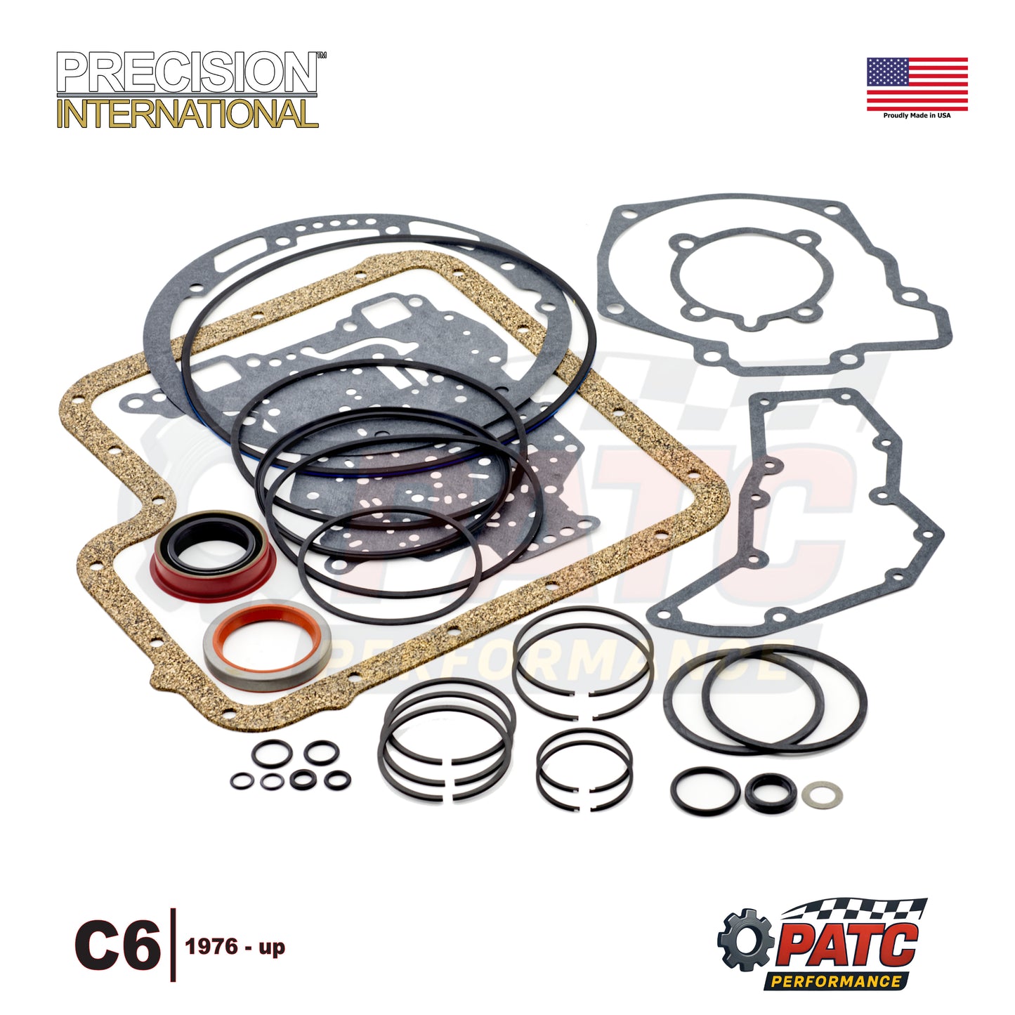 C6 Transmission Rebuild Kit, Precision Overhaul w/Gaskets Rings and Seals