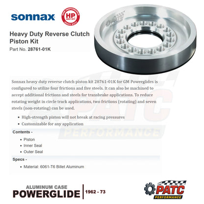 Powerglide Performance HP Billet Piston and Spring Kit - Reverse Clutch 1962-73 | Sonnax 28761-01K